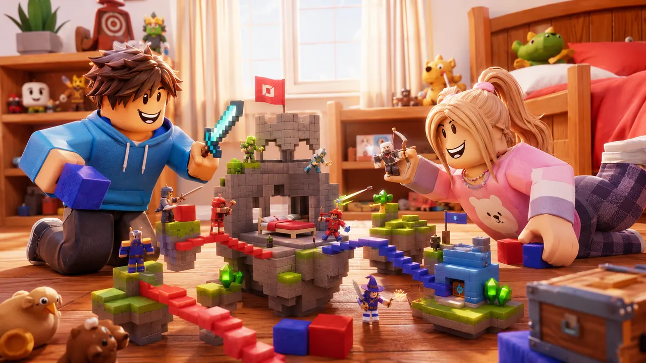 Roblox characters exploring a world built with AI